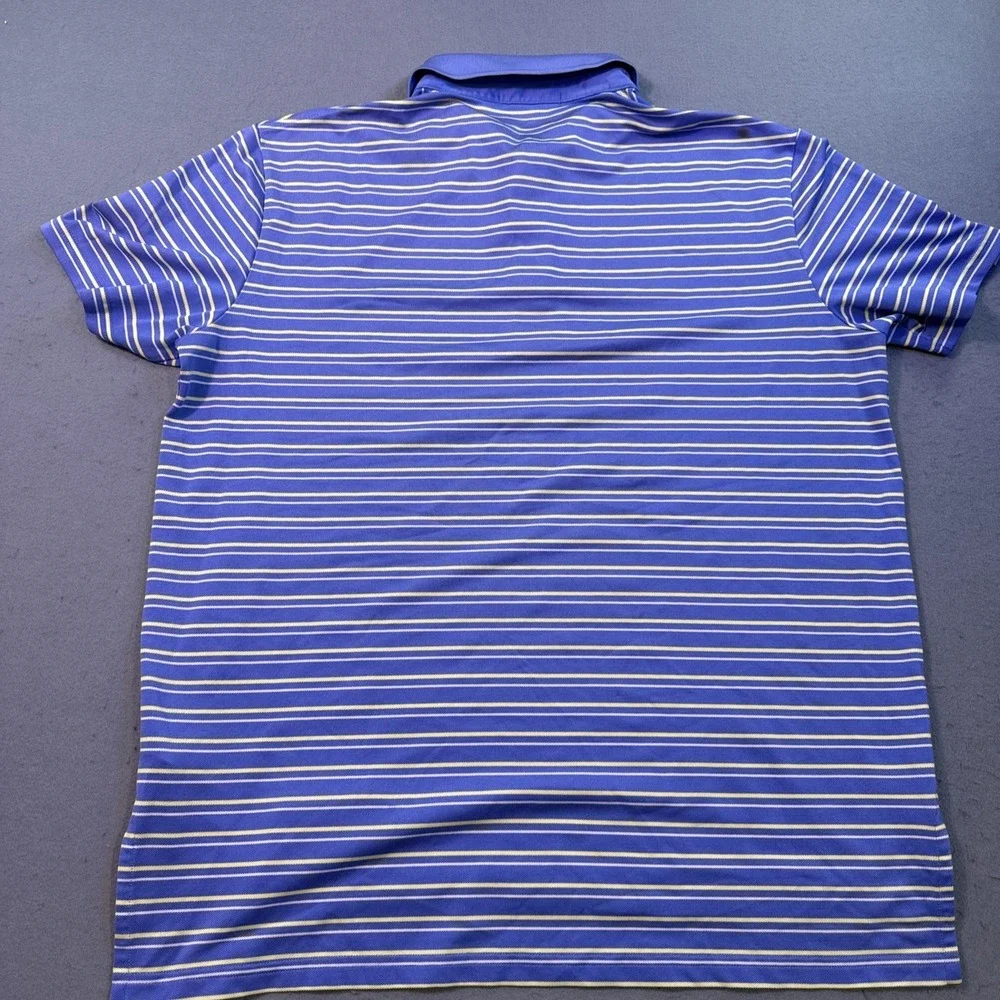 RLX Ralph Lauren Polo Golf Shirt MENS LARGE PERFORMANCE BLUE YELLOW  Stripe